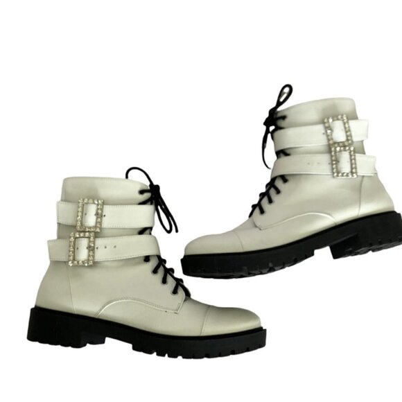 Jessica Simpson Kerina White Combat Boots 8 - Picture 1 of 6